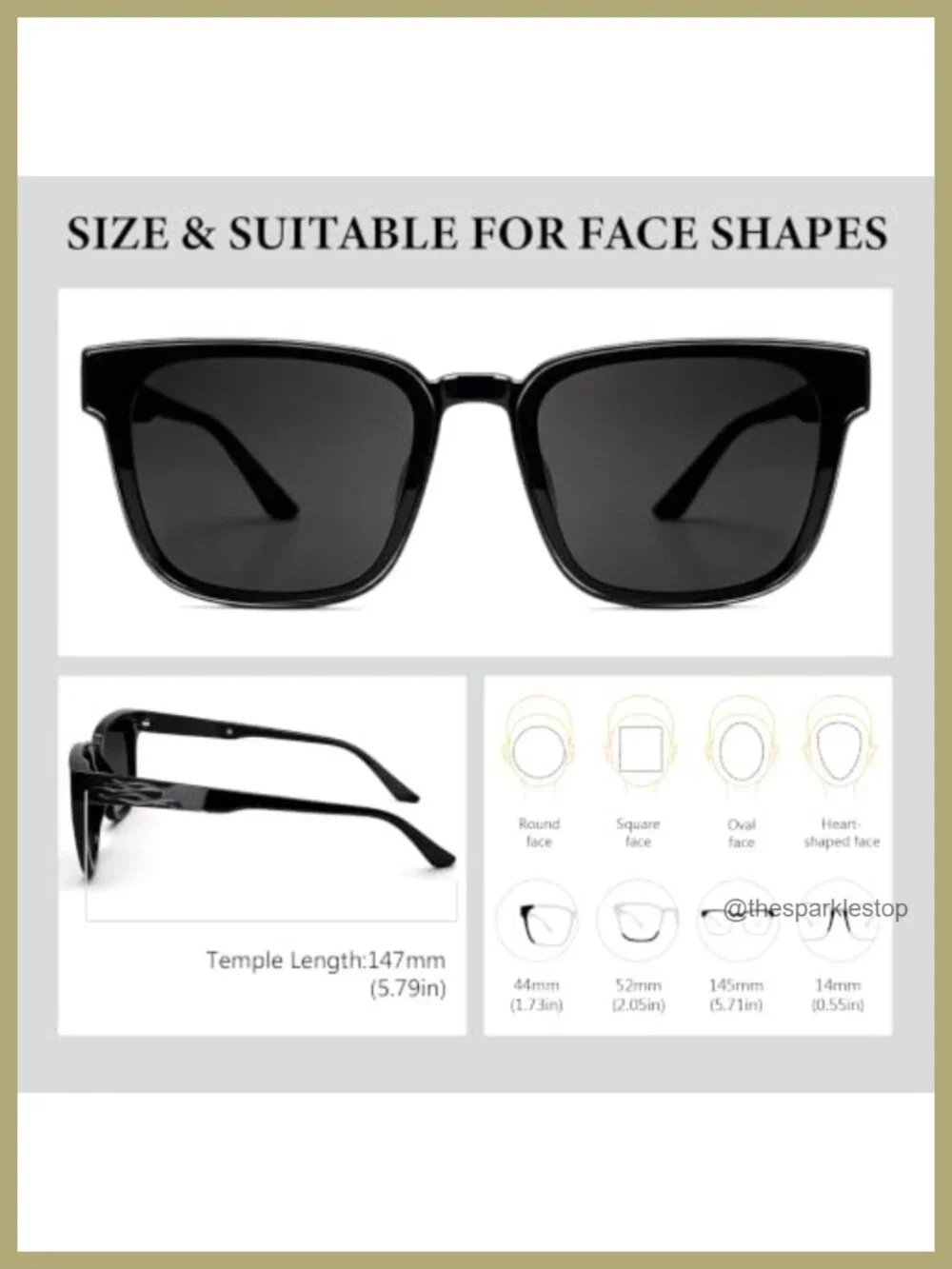 Square Polarized Sunglasses UV400 TR90 Nylon Lens Flame Detail
